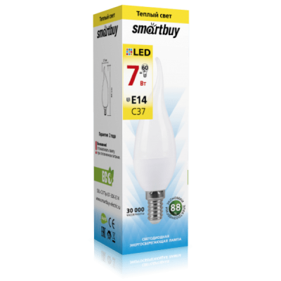 Лампа Smartbuy СВЕЧА на ветру C37 E14 7W 3000K SBL-C37Tip-07-30K-E14 