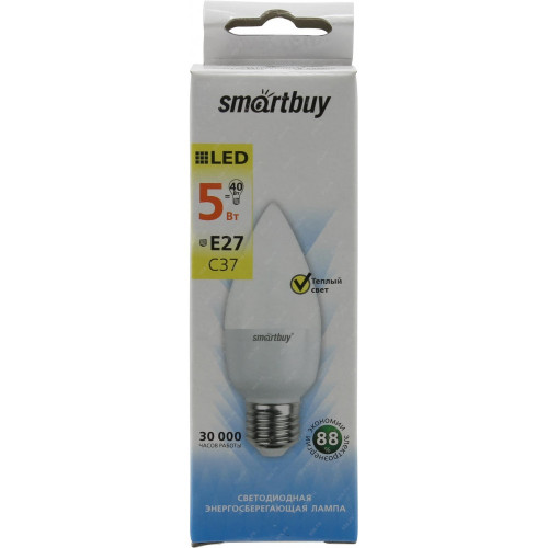 Лампа Smartbuy C37 5W 3000K E27 SBL-C37-05-30K-E27