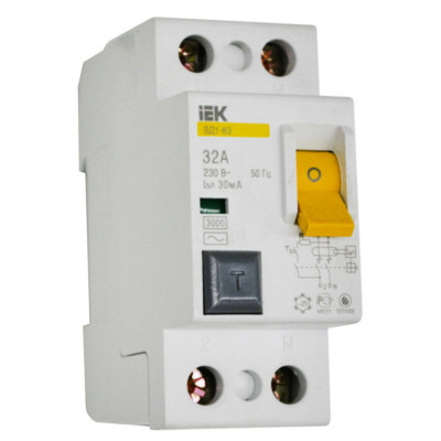 Выключатель диф. тока 2п 32A 30mA тип AC ВД1-63 IEK MDV10-2-032-030