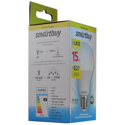 Лампа Smartbuy A60 15W 6000K E27 1200Лм