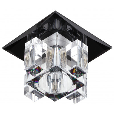 DK2 BK/WH Светильник ЭРА декор "хрустальнй куб с вертик столб." G9,220V, 40W, черный/прозрачный (3/3