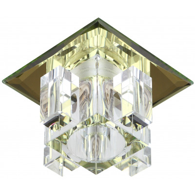DK2 YL/WH Светильник ЭРА декор "хрустальнй куб с вертик столб." G9,220V, 40W, желтый/прозрачный (3/3