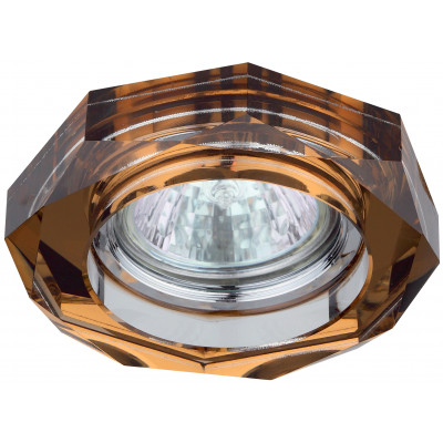 DK6 CH/T Светильник ЭРА декор стекло объемный многогранник MR16,12V/220V, 50W, GU5,3 хром/янтарь (30