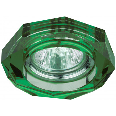 DK6 CH/GR Светильник ЭРА декор стекло объемный многогранник MR16,12V/220V, 50W, GU5,3 хром/зелен (30