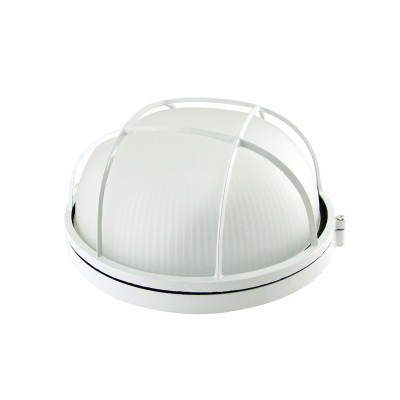 Светильник для сауны белый 100Вт Е27 круг с решеткой IP54 до +100°С НПБ 1102 TDM
