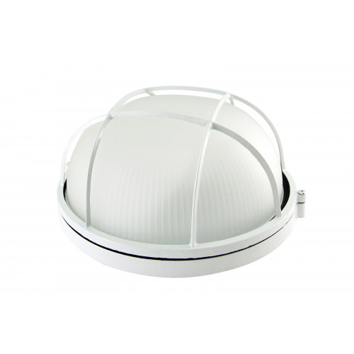 Светильник для сауны белый 100Вт Е27 круг с решеткой IP54 до +100°С НПБ 1102 TDM