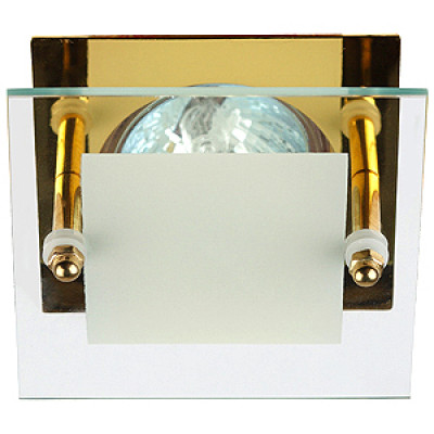 KL16  GD Светильник ЭРА литой  "с квадратным  стеклом" MR16,12V/220V, 50W золото (5/100/1200)