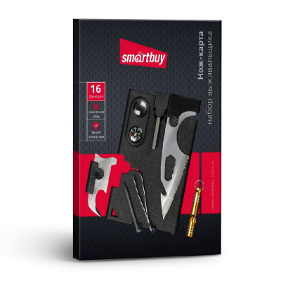 Нож-карточка - набор мультифункциональный, 16 функций Smartbuy (SBT-PS-10)