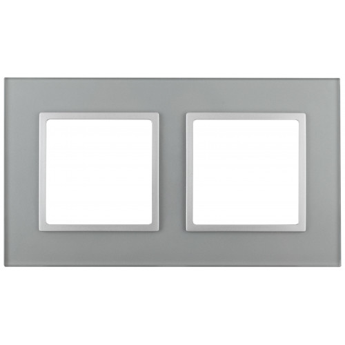 14-5102-03 ЭРА Рамка на 2 поста, стекло, Эра Elegance, алюминий+алюм (5/50/1200)
