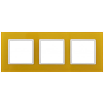 14-5103-21 ЭРА Рамка на 3 поста, стекло, Эра Elegance, жёлтый+бел (5/25/900)