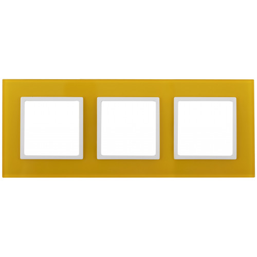 14-5103-21 ЭРА Рамка на 3 поста, стекло, Эра Elegance, жёлтый+бел (5/25/900)