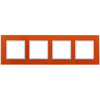 14-5104-22 ЭРА Рамка на 4 поста, стекло, Эра Elegance, оранжевый+бел (5/25/900)