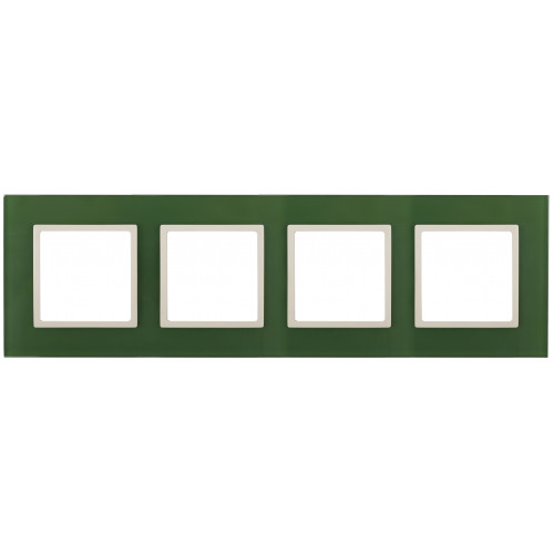 14-5104-27 ЭРА Рамка на 4 поста, стекло, Эра Elegance, зелёный+сл.кость (5/25/900)