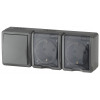 Блок две розетки+выключатель IP54, 16A, ОУ, Эра Эксперт, серый 11-7403-03 ЭРА 
