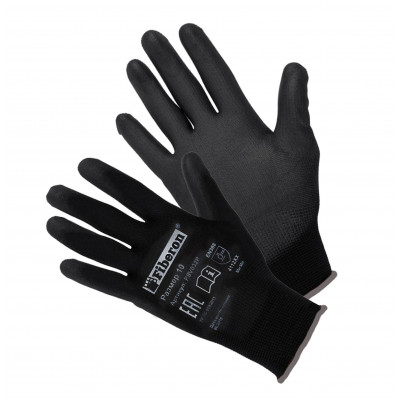 Перчатки Для точных работ,полиэстер,полиуретан.покр.L(р.9)черные PSV036P_B(пара,цена за пару)Fiberon