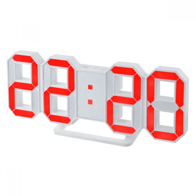 Perfeo LED часы-будильник "LUMINOUS", белый корпус / красная подсветка (PF-663) PF_5201