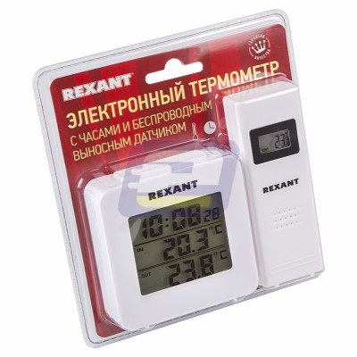 Термометр электронный с часами и беспроводным выносным датчиком