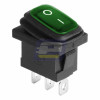 Выключатель клавишный 250V 6А (3с) ON-OFF зеленый  с подсветкой  Mini ВЛАГОЗАЩИТА REXANT