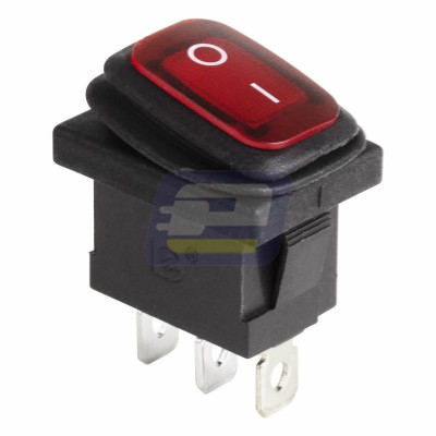 Выключатель клавишный 250V 6А (3с) ON-OFF красный с подсветкой Mini ВЛАГОЗАЩИТА REXANT