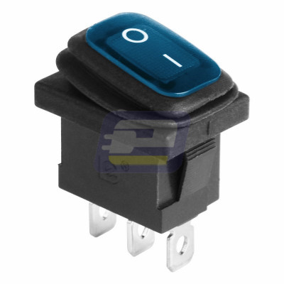 Выключатель клавишный 250V 6А (3с) ON-OFF синий  с подсветкой  Mini ВЛАГОЗАЩИТА REXANT