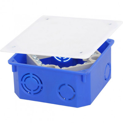 Коробка распаячная д/скрытого монтажа с клемн/колодкой 125х125х50 голубая с крышкой