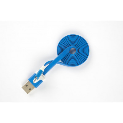 Провод USB плоский синий