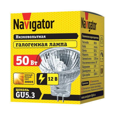 Лампа галогенная GU5.3 50Вт 230В Navigator
