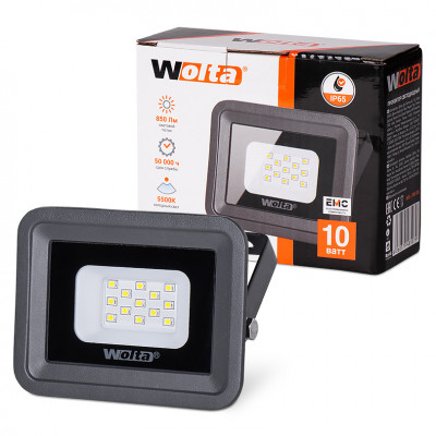 Прожектор светодиодный 10Вт 5500К IP65 SMD WFL-06 WOLTA