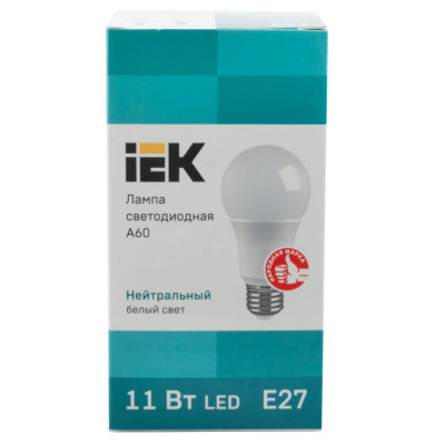 Лампа IEK A60 11W 4000K E27 990Лм