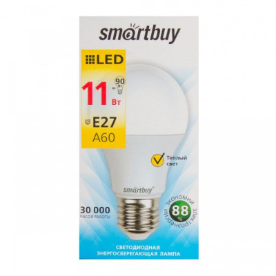 Лампа Smartbuy A60 11W 3000K E27 850Лм