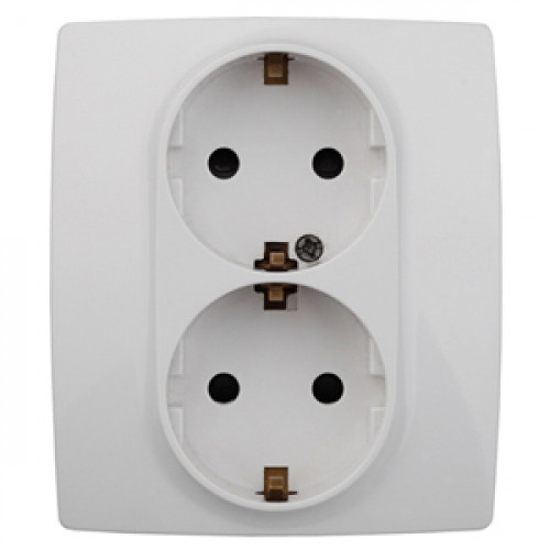 Розетка 2X2P Schuko б/лапок 16A-250В IP20 белый 12-2007-01 ЭРА12