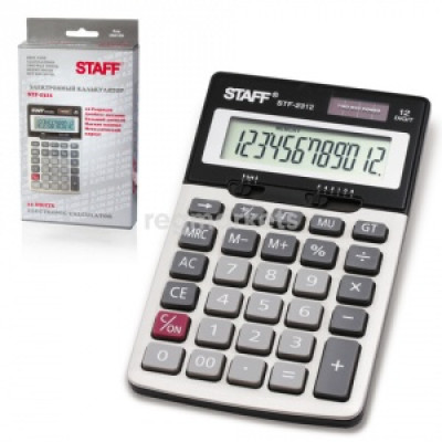 Калькулятор настольный металлический STAFF STF-2312 (12 разр, 2-е пит.) 175*107мм