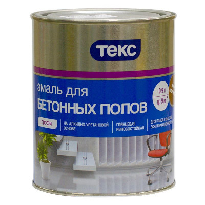 ТЕКС Эмаль для бетонных полов ПРОФИ серая (0,9л)