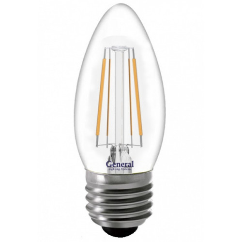 General свеча E27 7W 4500K 4K 35x96 филамент (нитевидная), прозр. 646800
