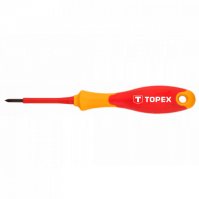 Отвертка крестовая диэлектрическая PH1х 80 мм двухкомп/ручка Topex