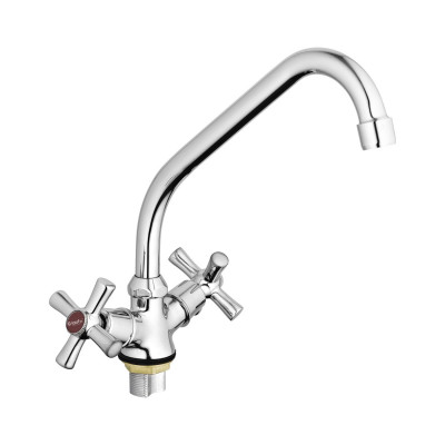 Смеситель для кухни G-LAUF QFR4-A722 с пов. изливом, кер. (1/2") 180°, гайка