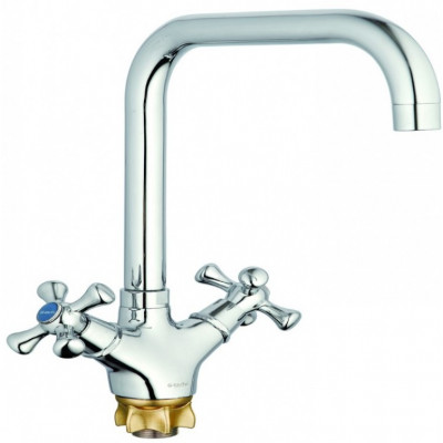 Смеситель для кухни G-LAUF QML4-C827 с пов. изливом, кер. (1/2") 180°, гайка (корона)