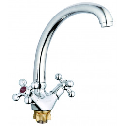 Смеситель для кухни G-LAUF QTZ4-B856 с пов. изливом, кер. (1/2") 180°, гайка (корона)