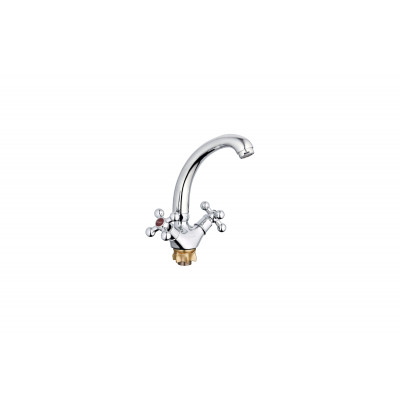 Смеситель для кухни G-LAUF QTZ4-C856 с пов. изливом, кер. (1/2") 180°, гайка (корона)