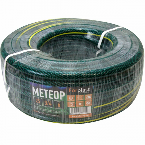 Шланг поливочный ПВХ "Метеор Л" 3-х слойный армированный,3/4" 15м, зелёный, давление 4-13 бар. Удача