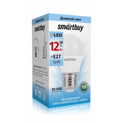 Smartbuy шар G45 E27 12W (960 lm) 4000К 4К 46х86 матовая пластик SBL-G45-12-40K-E27