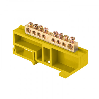 EKF Шина N "Ноль" (нул.) 6х9мм 8 отв. латунь желтый изолятор на DIN-рейку ШК PROxima sn0