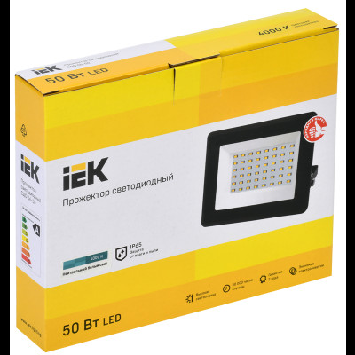 IEK прожектор св/д СДО 06-50 50W(4500lm) 4000K 4K черный IP65 LPDO601-50-40-K02
