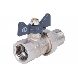 Кран шаровой латунный со сгоном    1/2" ВР-НР бабочка AQUALINK арт.1167