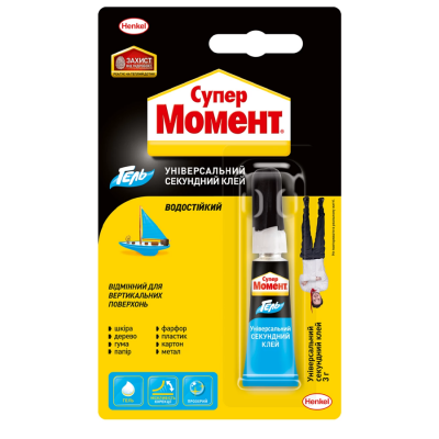 Супер-Клей Гель Момент Высокопрочный 3г, BL12, блистер-карта, к.1765968
