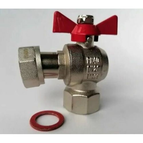 Кран шаровой угловой с накидной гайкой и внутренней резьбой 1/2" BV212-C02N TIM