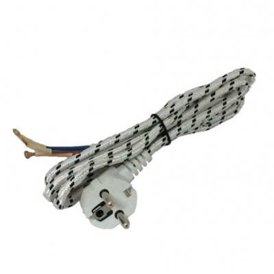 SmartBuy Сетевой шнур в тканевой оплетке без земли для утюга белый 1,8 метра 6А/1,2кВт SBE-06-P10-w