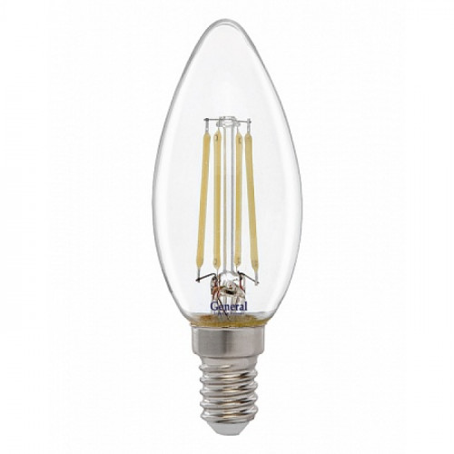 General филамент свеча E14 15W 4500K 4K 35x98 нитевидная, прозр фил GLDEN-CS-15-230-E14-2700 661417