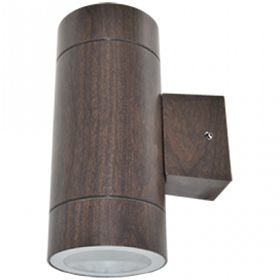 Светильник уличный настенный GX53x2 Ecola 8013A IP65 цилиндр металл тёмное дерево 205x140x90мм