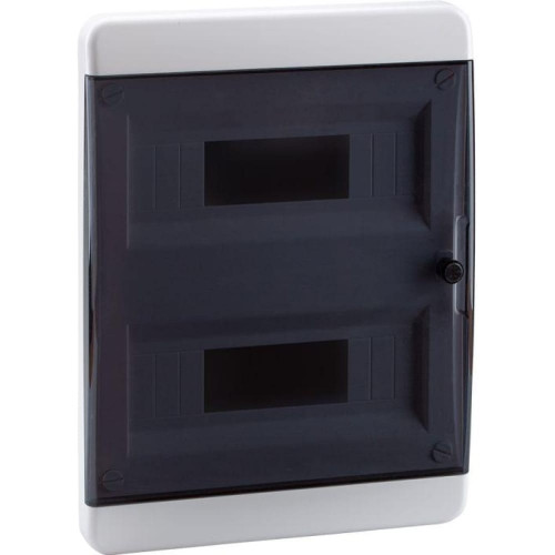 OptiBox P-BNK-2-24-IP41: прочный пластиковый корпус с прозрачной черной дверью и 24 модульными местами для надежной защиты ваших устройств